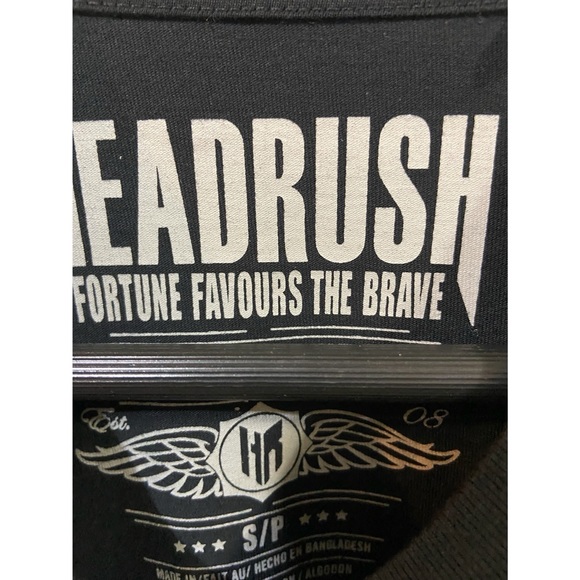 Headrush Fortune Favours Brave Crest Black T Shirt - Picture 5 of 7